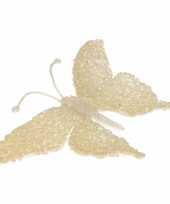 Vergelijk creme deco vlinder met glitters 18 x 14 cm prijs
