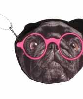Vergelijk dierenprint portemonnee zwarte mopshond roze bril 10 x 11 cm prijs