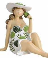Vergelijk dikke dame decoratiebeeldje groen wit jurkje 15 cm prijs