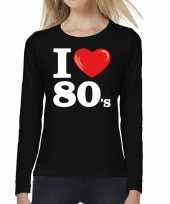 Vergelijk eighties long sleeve shirt met i love 80s bedrukking zwart voor dames prijs
