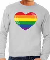 Vergelijk gay pride regenboog hart sweater grijs heren prijs