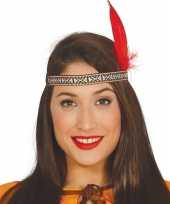 Vergelijk indianen hoofdband met rode veer prijs