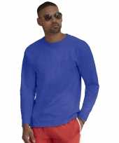 Vergelijk lange mouwen stretch t-shirt blauw voor heren prijs 10148933