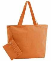 Vergelijk oranje polyester shopper boodschappen tas met rits 47 cm prijs