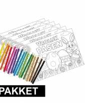 Vergelijk pakket 6 paas placemats kleurplaten inclusief potloden prijs