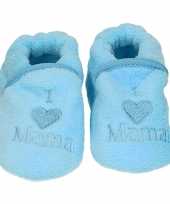 Vergelijk pantoffels sloffen love mama blauw voor babies prijs