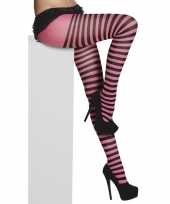Vergelijk panty met strepen zwart roze voor dames prijs