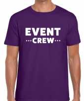 Vergelijk personeel t-shirt paars met event crew bedrukking voor heren prijs