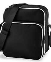 Vergelijk retro schoudertasje zwart 10 liter prijs