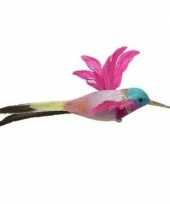 Vergelijk roze kolibrie vogel op clip 15 cm prijs