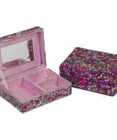 Vergelijk sieradenkistje sieradenbox roze met glitters 8 x 11 cm prijs