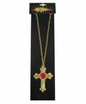 Vergelijk sinterklaas accessoires gouden ketting met kruis prijs