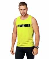 Vergelijk sport-shirt met tekst winner neon geel heren prijs