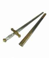 Vergelijk verkleed middeleeuws ridder zwaard 45 cm goud zilver prijs