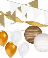 Vergelijk wit en goud feestartikelen decoratie pakket huiskamer prijs