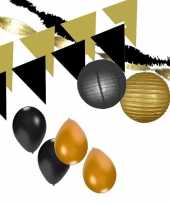 Vergelijk zwart en gouden feestartikelen decoratie pakket xxl prijs