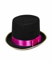 Vergelijk zwarte hoge hoed met roze band prijs