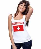 Vergelijk zwitserland vlag mouwloos shirt wit dames prijs