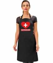 Vergelijk zwitserse vlag in hart keukenschort barbecueschort zwart heren en dames prijs